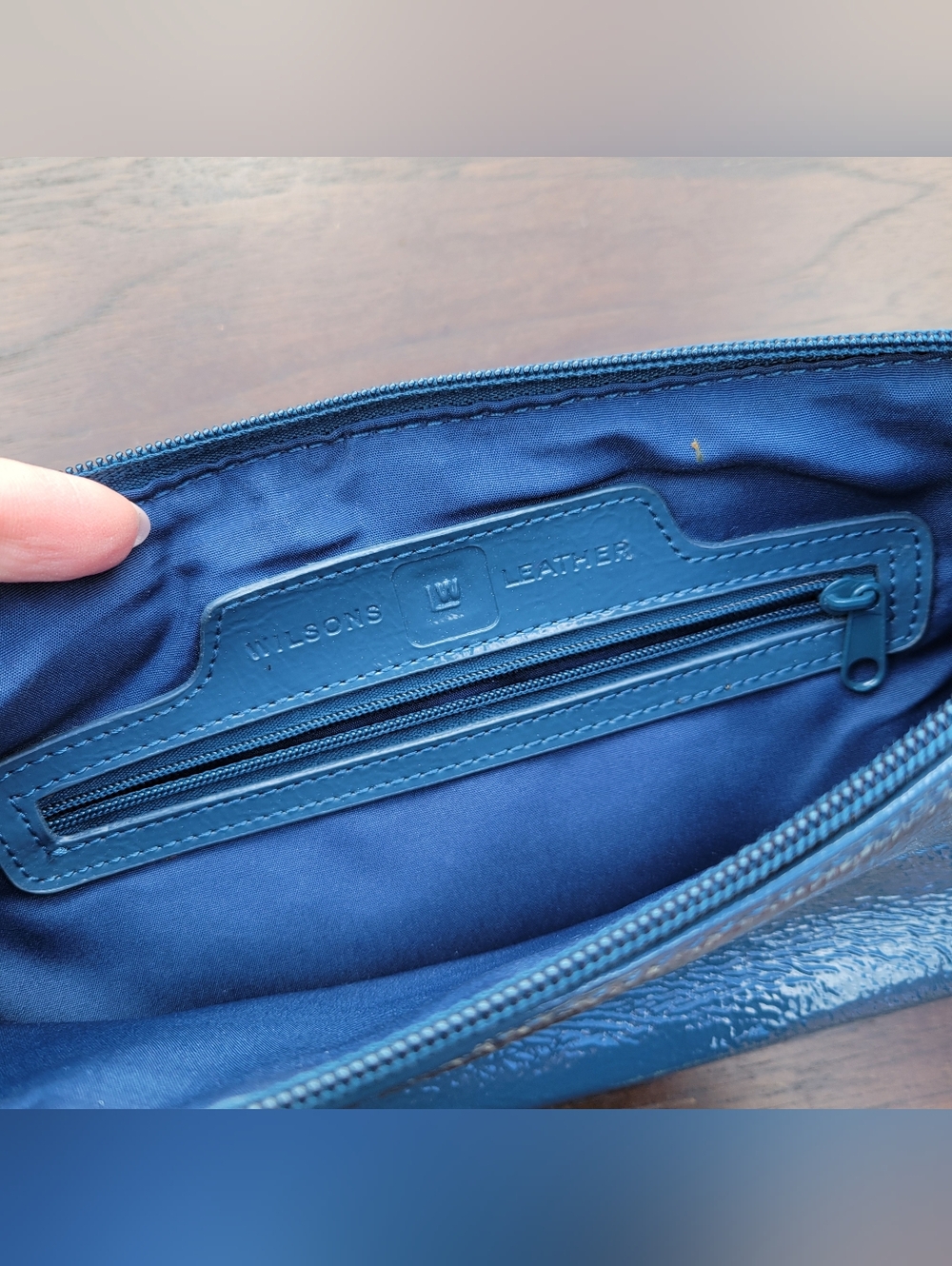 Wilson Leather Slate Blue Baguette Shoulder Bag Vintage 2004 - Picture 3 of 7